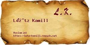 Létz Kamill névjegykártya